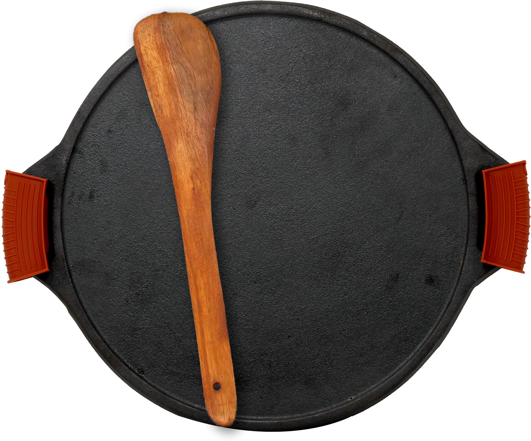 Dosa Tawa 12 In PreSeason with Free Wooden Spatula,Silicon grip Tawa 30.5 cm diameter