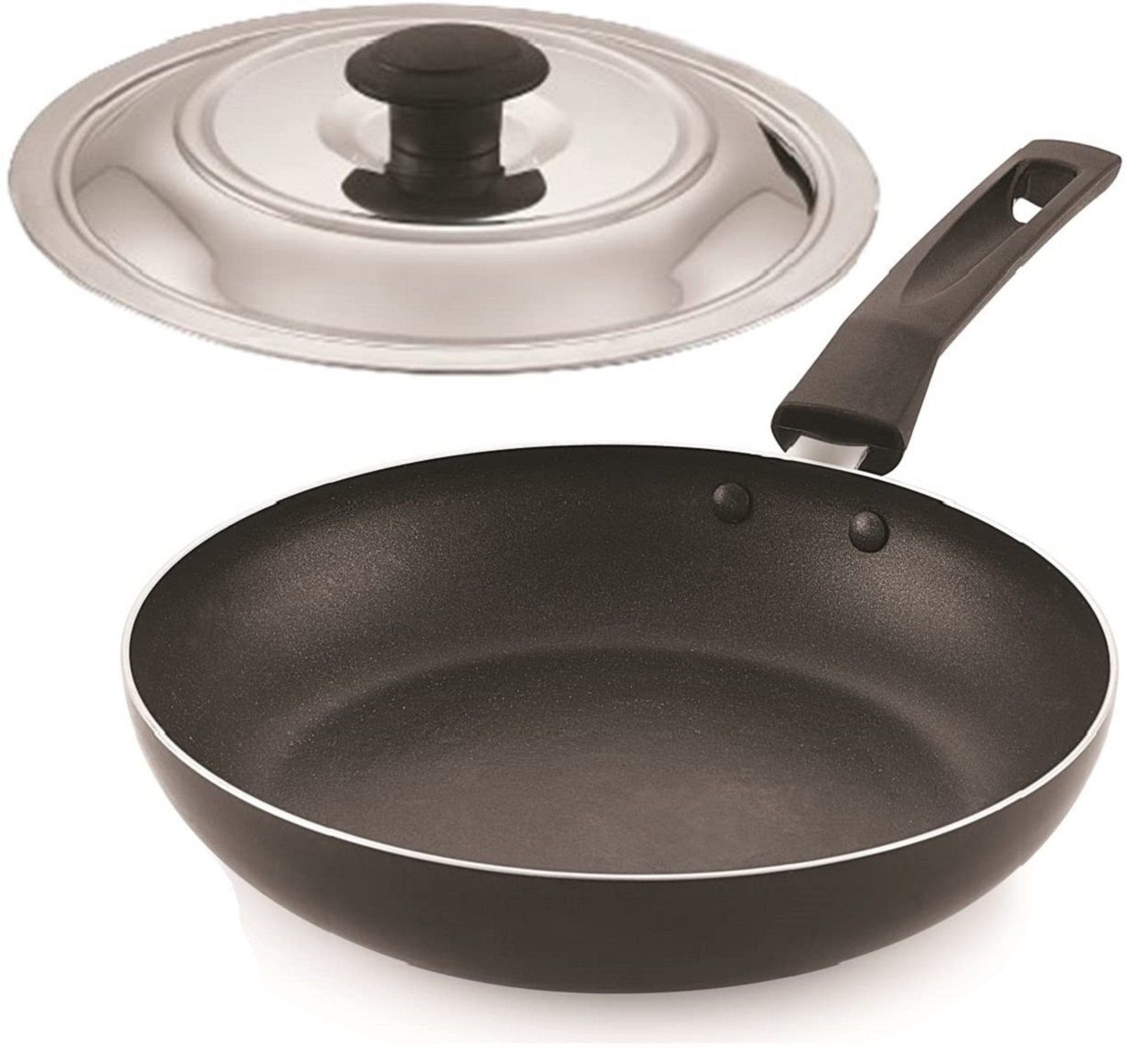 Aluminium Non-Stick Dosa Tawa | Granite Finish | Heat Resistant Handle | 23.5 cm Fry Pan 23.5 cm diameter with Lid 1 L capacity-image-9