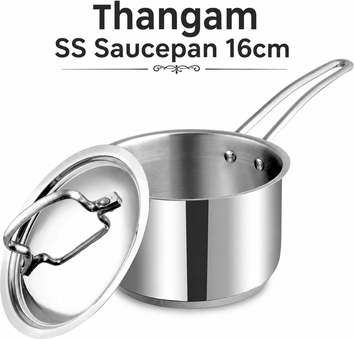 Thangam Stainless Steel Multipurpose Sauce Pan with Lid & Tri Ply Base Sauce Pan 16 cm diameter with Lid 2 L capacity-image-21