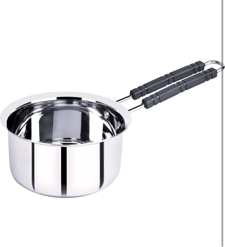 Steel Sauce Pan, Flat Base Sauce Pan, Tea Pan, Milk Pan, Tapeli Patila, Sauce Pan 12 cm diameter 2 L capacity-image-6