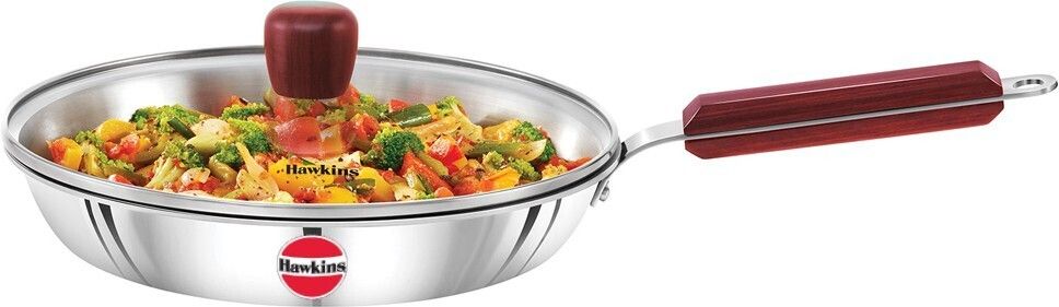 Stainless Steel Frying with Glass (SSF24G) Fry Pan 24 cm diameter with Lid 1.8 L capacity