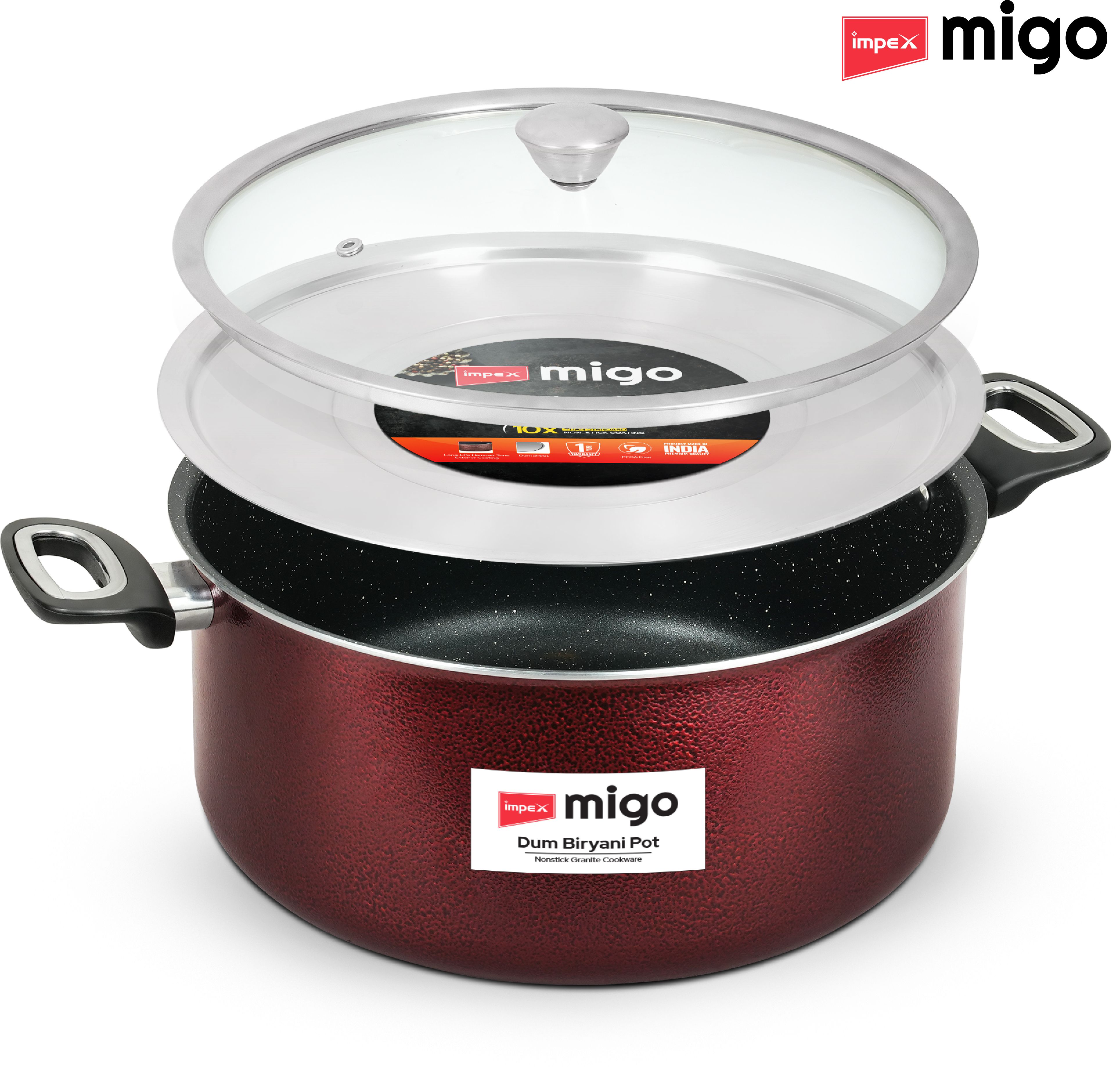 Non Stick Dum Biryani Pot 8L Capacity | Sauce Pan 30 cm diameter with Lid 8 L capacity