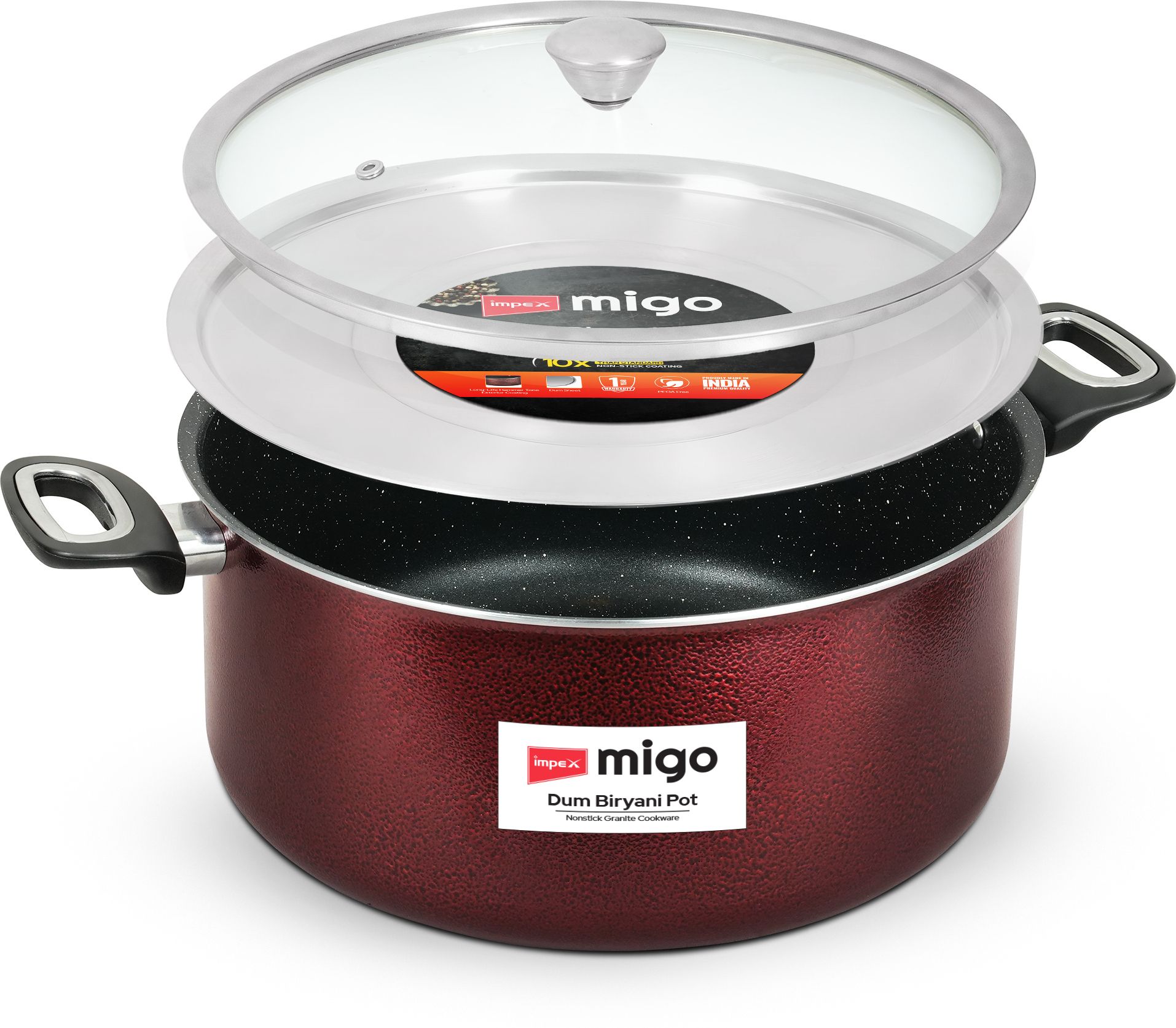 Non Stick Dum Biriyani Pot 10L Capacity Sauce Pan 31 cm diameter with Lid 10 L capacity