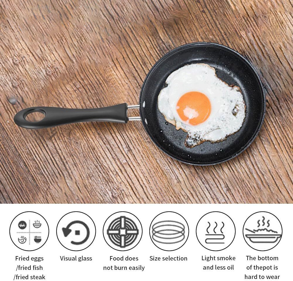 Mini Non Stick Frying Pan 12cm for Eggs Omelette Pancake with Handle Flat Pan 12.5 cm diameter 0.3 L capacity-image-3