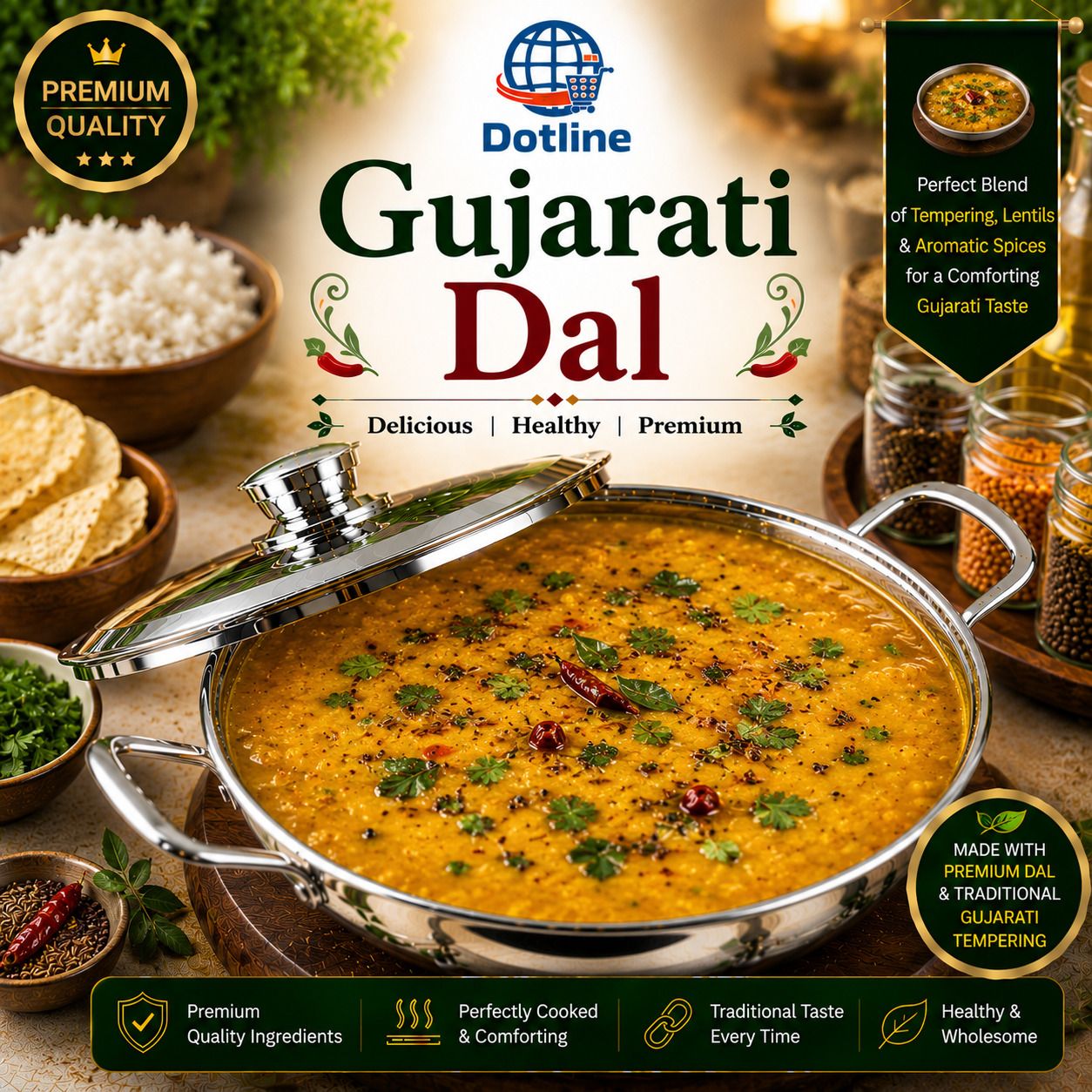 Stainless Steel Wok Style Kadai with Glass Lid Curry Pan 22 cm diameter with Lid 2 L capacity-image-16