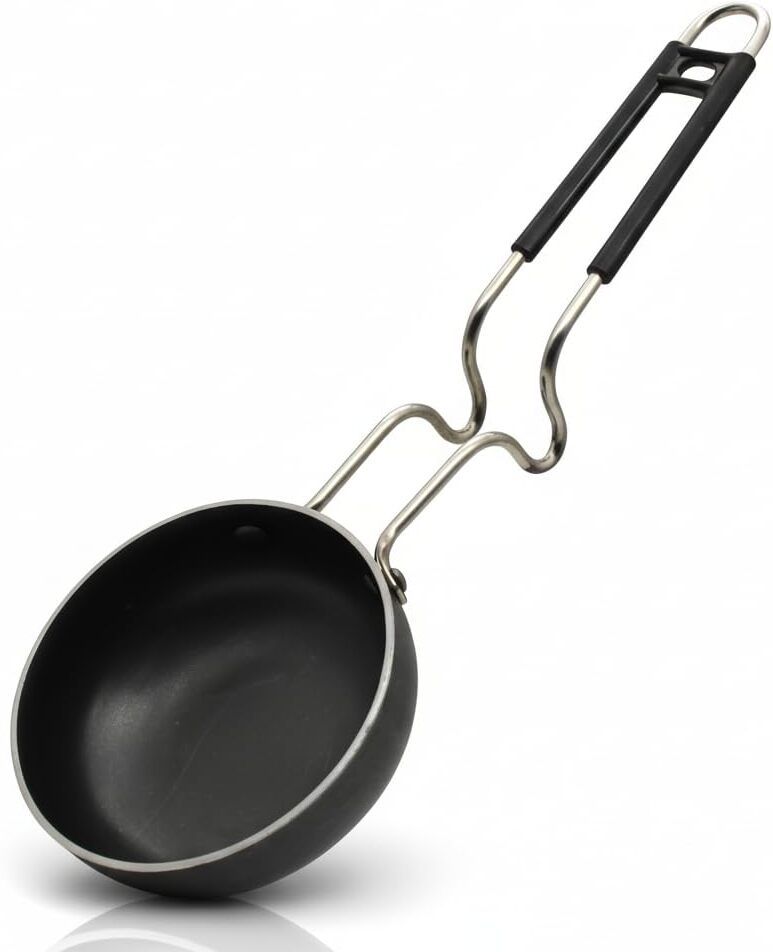 Induction Base Pure Iron Tadka Pan with Strong Stainless Steel Wire Handle Tadka Pan 28 cm diameter 0.5 L capacity-image-13