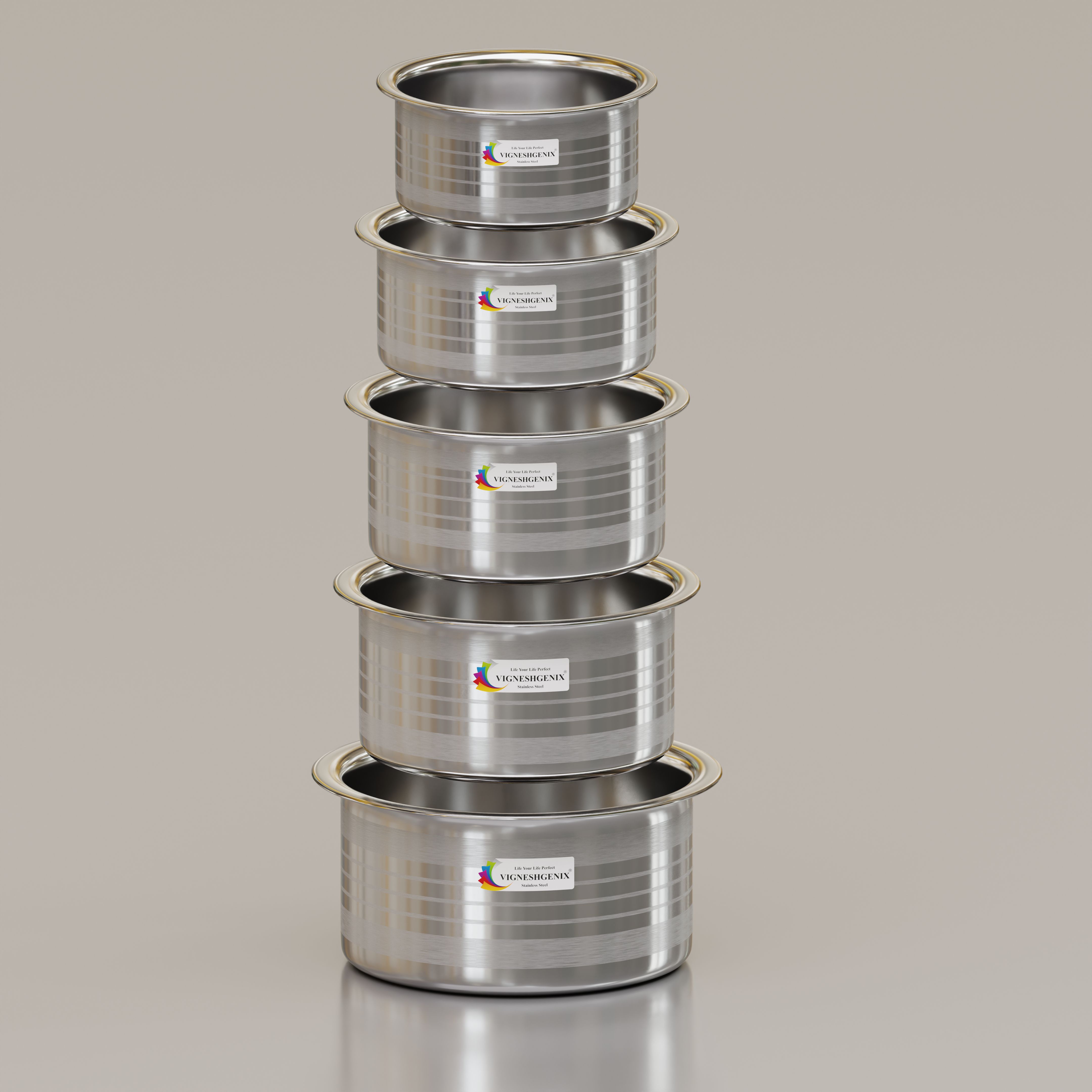 VIGNESHGENIX Stainless steel Silver Tapeli only Flat Pan 20 cm, 20 cm, 12 cm diameter 5 L capacity-image-43