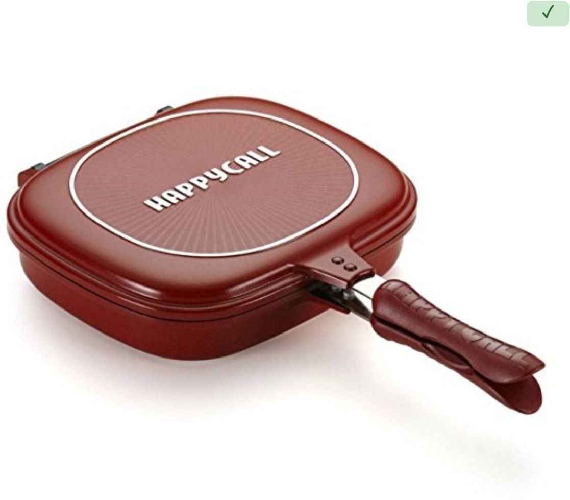 Double-Side Foldable Ceramic Coating Non-Stick Grill Happy Call Frying Pan.7 Fry Pan 43 cm diameter with Lid 1 L capacity-image-27