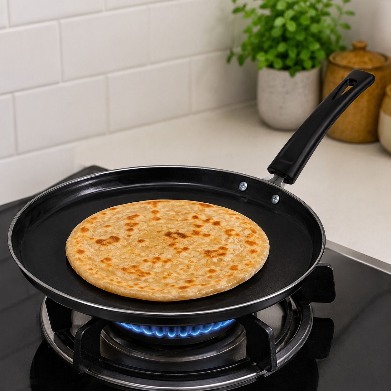 Premium Non Stick Cast Iron Tawa 25 cm | Flat Roti & Dosa Tawa | Heavy Duty | Tawa 25 cm diameter-image-0