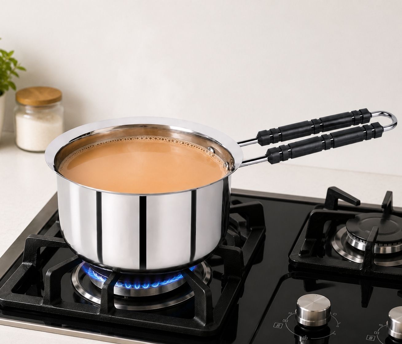 Stainless Steel Sauce Pan, Flat Base Sauce Pan, Tea Pan, Sauce Pan 12 cm diameter 2 L capacity-image-8