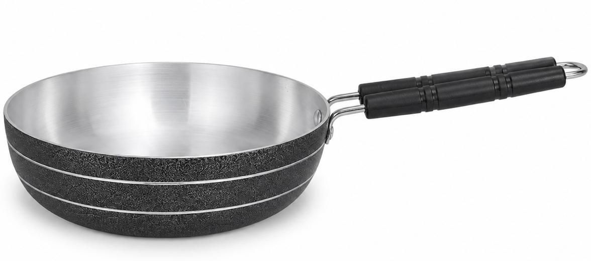 Aluminium Frypan 21cm Groove Base Fry Pan 21 cm diameter 1 L capacity-image-2