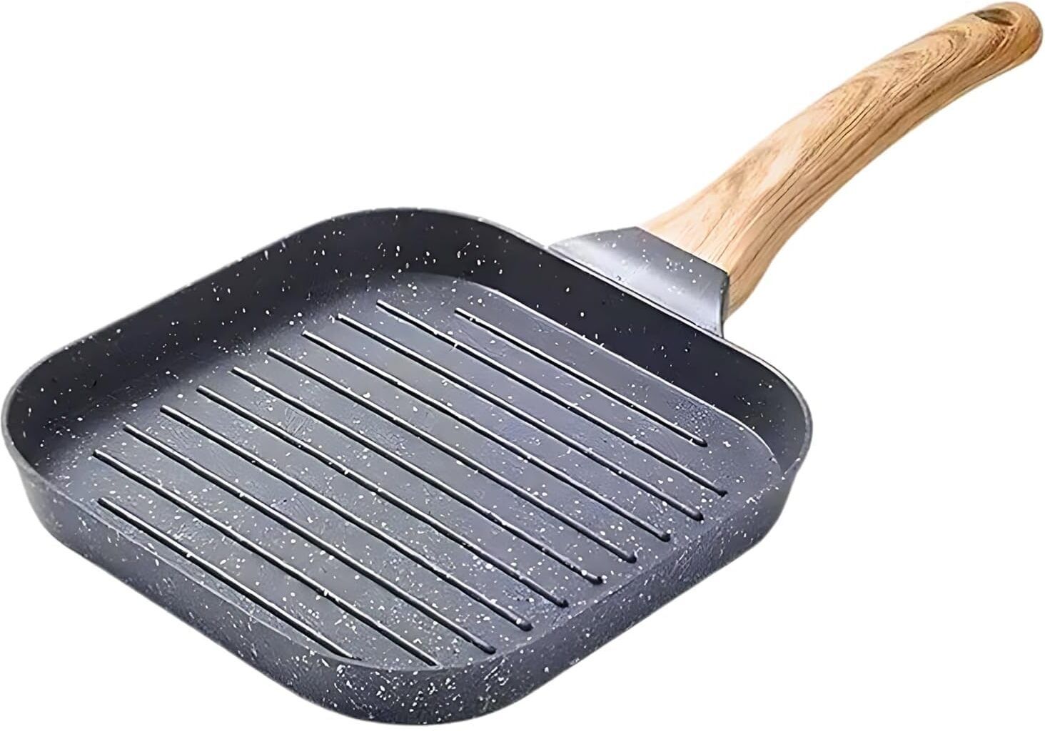 19cm Non-Stick Grill Pan Ceramic Coated for Gas Stove & Induction Cooking Grill Pan 19 cm diameter with Lid 1.5 L capacity-image-1