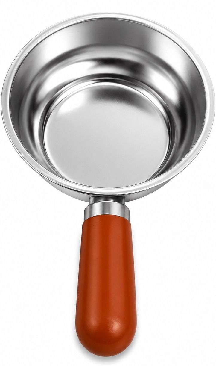 Mini Milk Pan with Wooden Handle & Spouts | Butter Warmer Tadka Pan Tadka Pan 15 cm diameter 2 L capacity-image-4