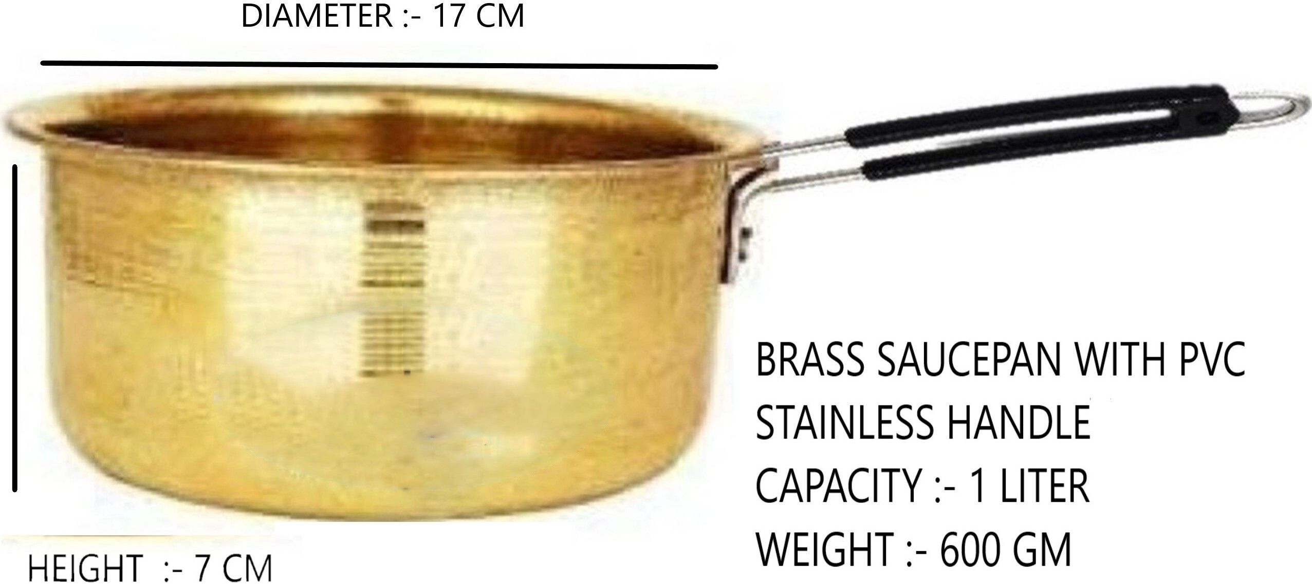heavy pure brass saucepan/pot specially formaking tea /boiling water(dia :-17cm) Sauce Pan 17 cm diameter 1 L capacity-image-26