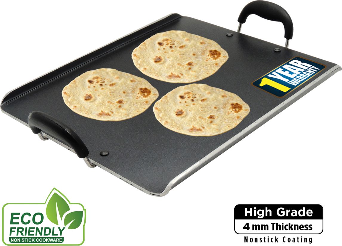 PT3833 DELUXE 4mm Non-Stick Aluminum Rectangle Roti/Pathiri Tawa with Bend Edge, Patri Pan 43.5 cm diameter 1 L capacity-image-47