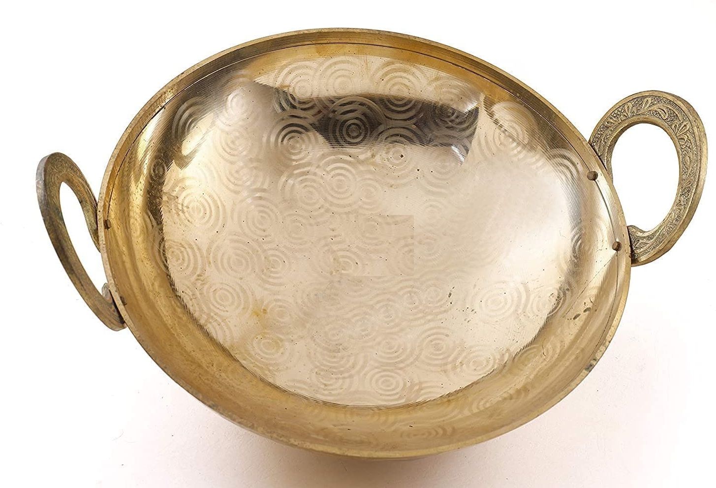 Pure Brass Kadhai 2500 ML Brass Serving Kadhai Traditional Brass NA Pan 25 cm diameter with Lid 2500 L capacity-image-42