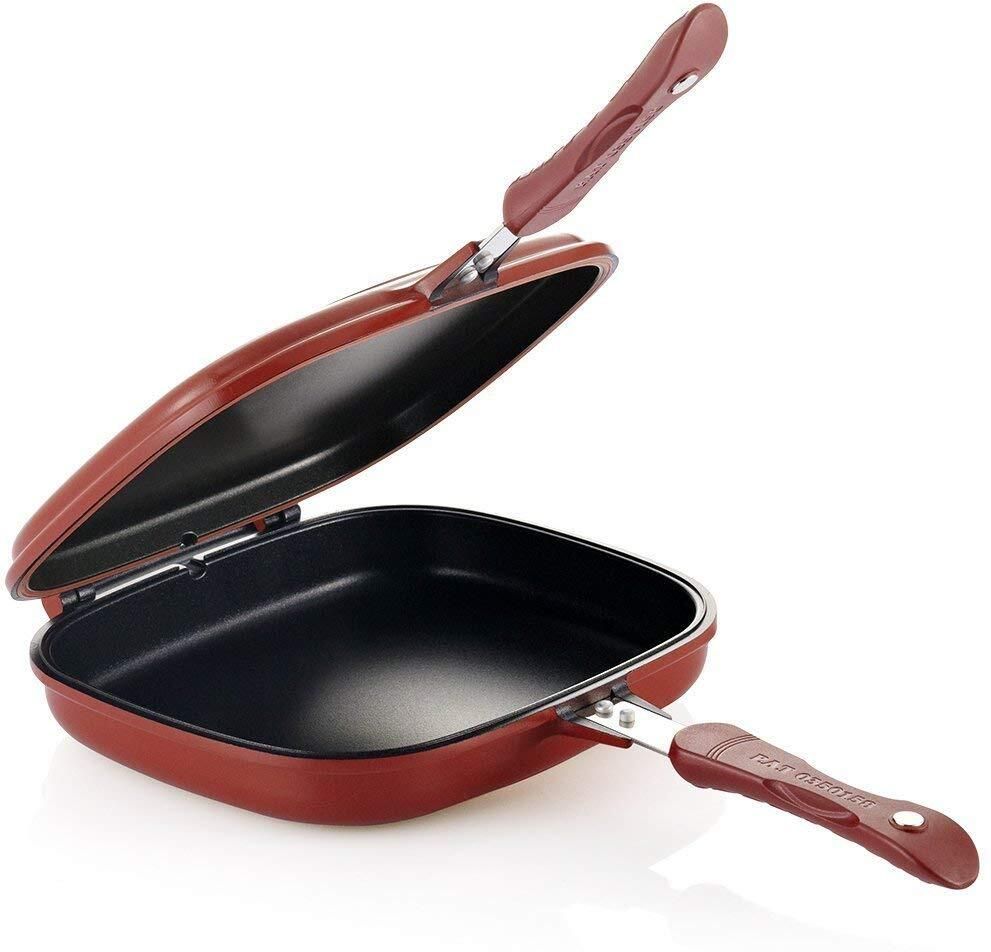 Nonstick Double Sided Multi Purpose Nonstick Pan, Omelette Pan.17 Fry Pan 43 cm diameter with Lid 1 L capacity-image-47