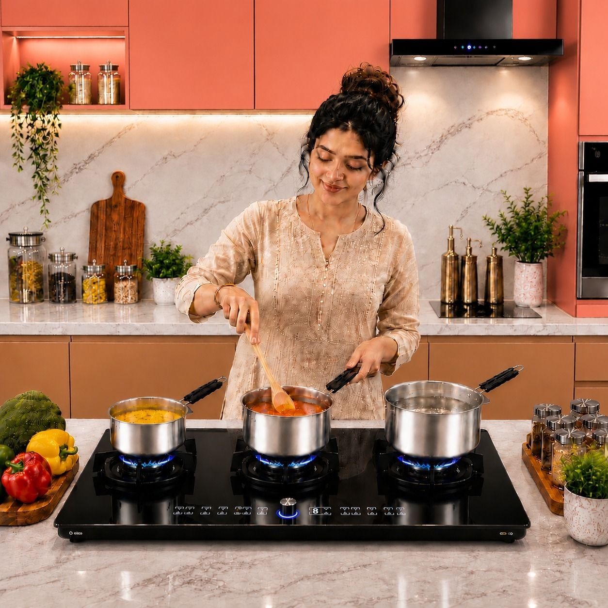 Steel Saucepan Set Gas Stove Compatible Combo Sauce Pan 14 cm, 16 cm, 18 cm diameter 1 L, 1.5 L, 2 L capacity-image-22
