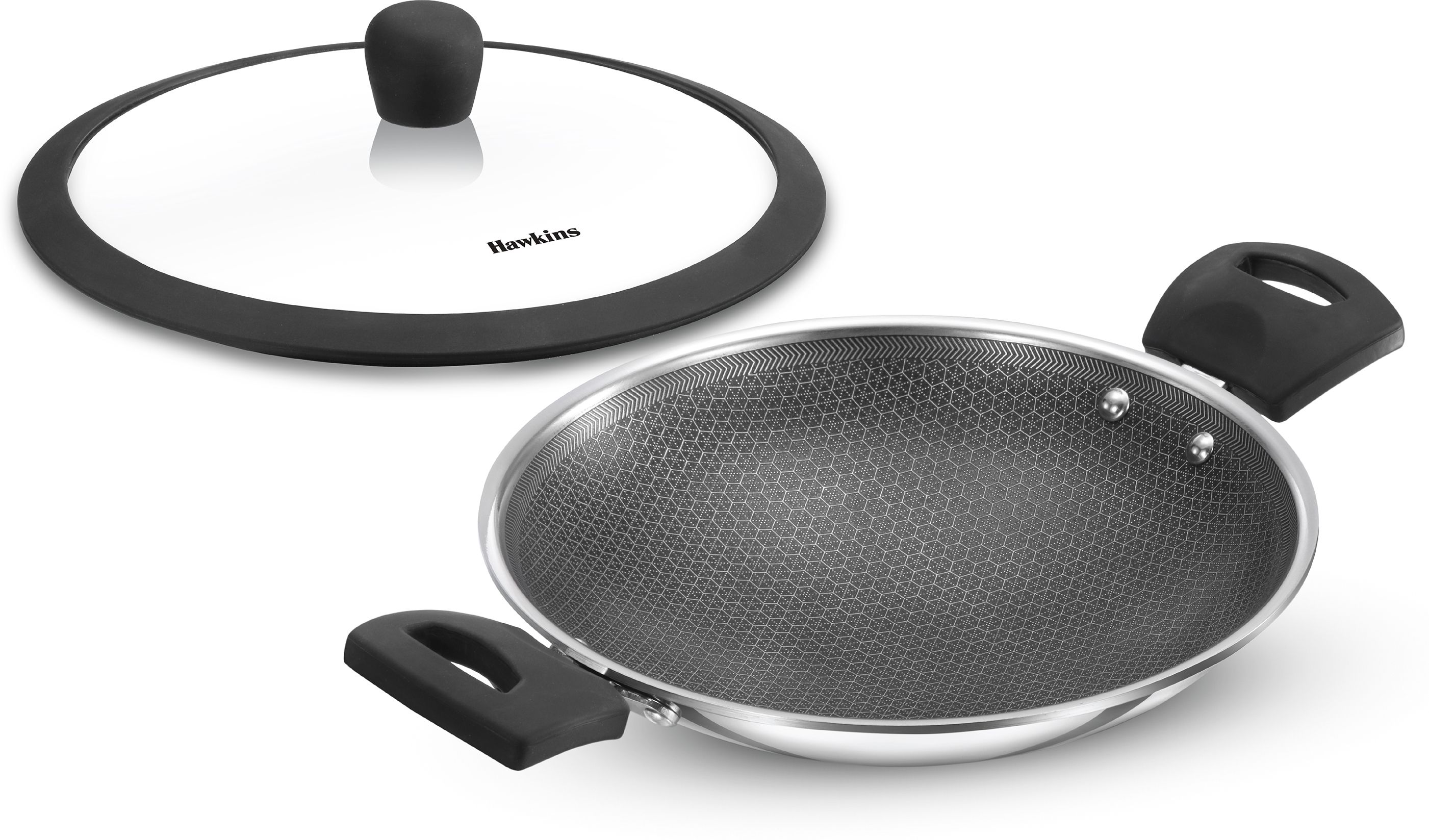 Honeycomb Nonstick Appachatty, Mini Kadhai, Appam Pot Maker (NSA125G) Appachatty with Lid 1.25 L capacity 22 cm diameter-image-45