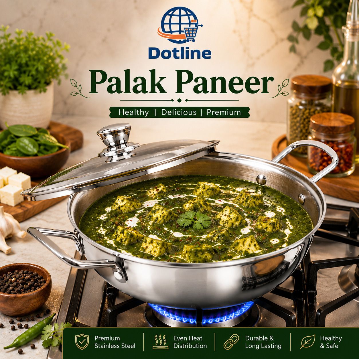 Stainless Steel Kadai with Toughened Glass Lid Premium Kitchen Cookware Milk Pan 22 cm diameter with Lid 2 L capacity-image-22