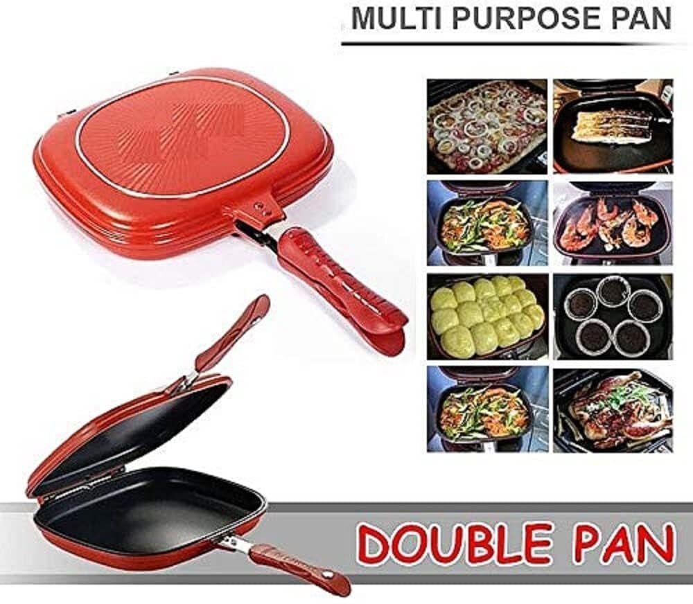 Happy Call Double Sided Nonstick Grill Pan, Aluminum Sandwich Maker.20 Fry Pan 43 cm diameter with Lid 1 L capacity-image-38