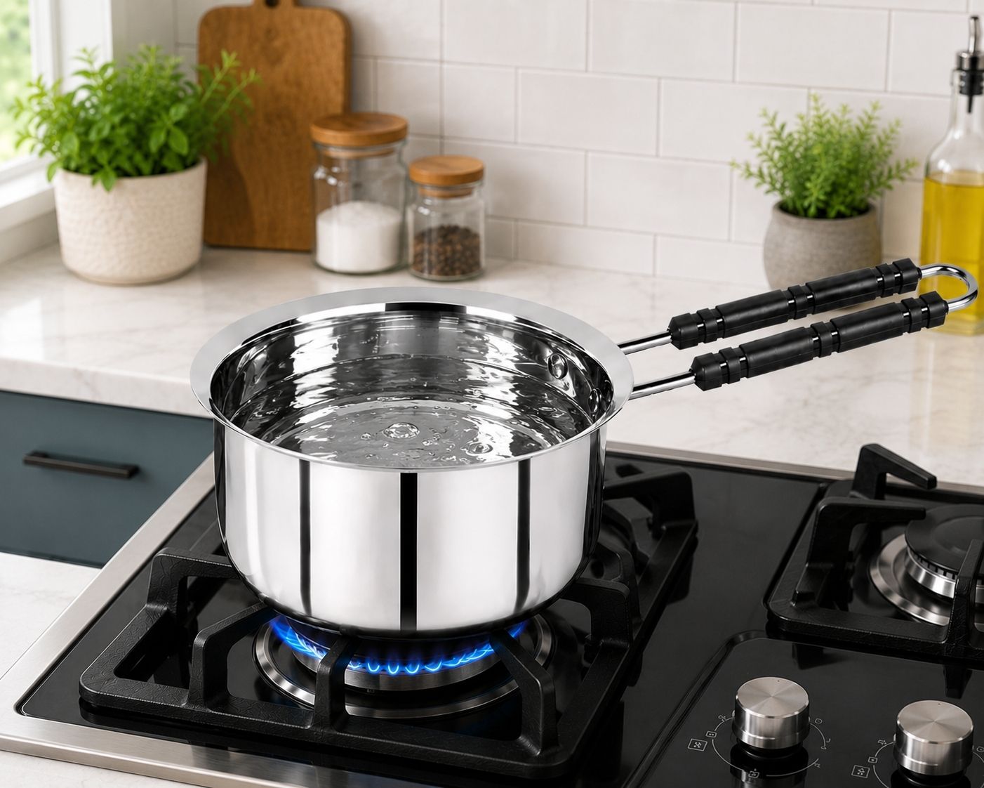 Stainless Steel Sauce Pan, Flat Base Sauce Pan, Tea Pan, Sauce Pan 12 cm diameter 2 L capacity-image-7