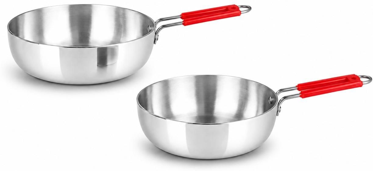 Aluminium Frypan Set of 2 21cm,19cm Mirror Polish Fry Pan 21 cm diameter 1 L, 0.75 L capacity-image-19