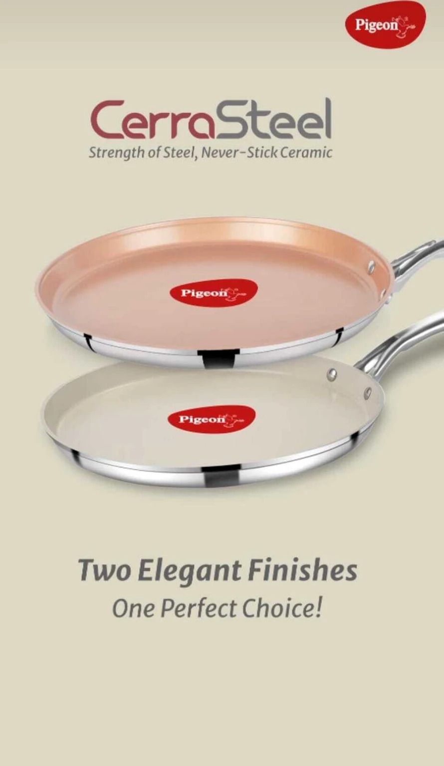 PIGEON Cerra Steel Stainless Clad Ceramic Flat Tawa 280 cm diameter Tawa 280 cm diameter-picture-19