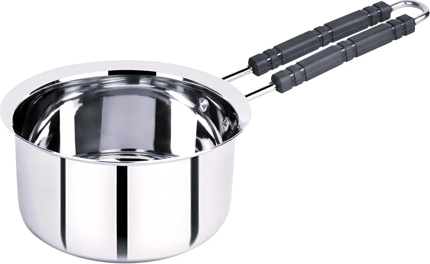 Duodeno Stainless Steel Sliver Bottom Induction Base Sauce Pan with Handle Sauce Pan 12 cm diameter with Lid 0.5 L capacity-image-18