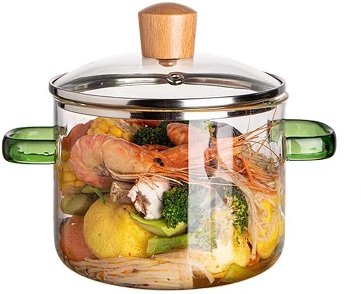Glass cooking pot with lid Can Safely Cooking Any Food You Like Sauce Pan 15 cm diameter with Lid 1200 L capacity-image-26