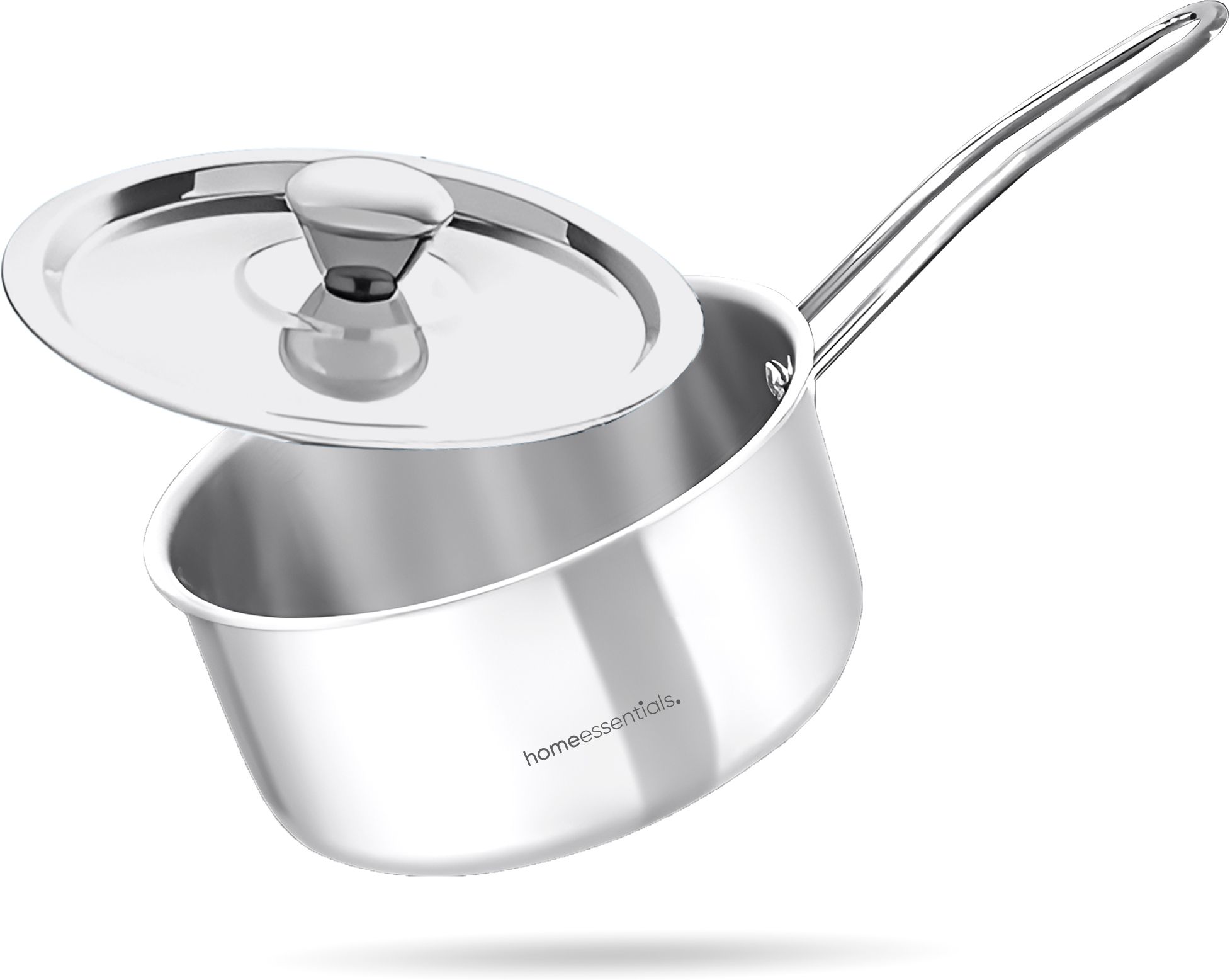 HomeEssentials Tri-Ply Sauce Pan with Lid for Tea, Milk & Soup 16cm Milk Pan 16 cm diameter with Lid 1.4 L capacity-image-41