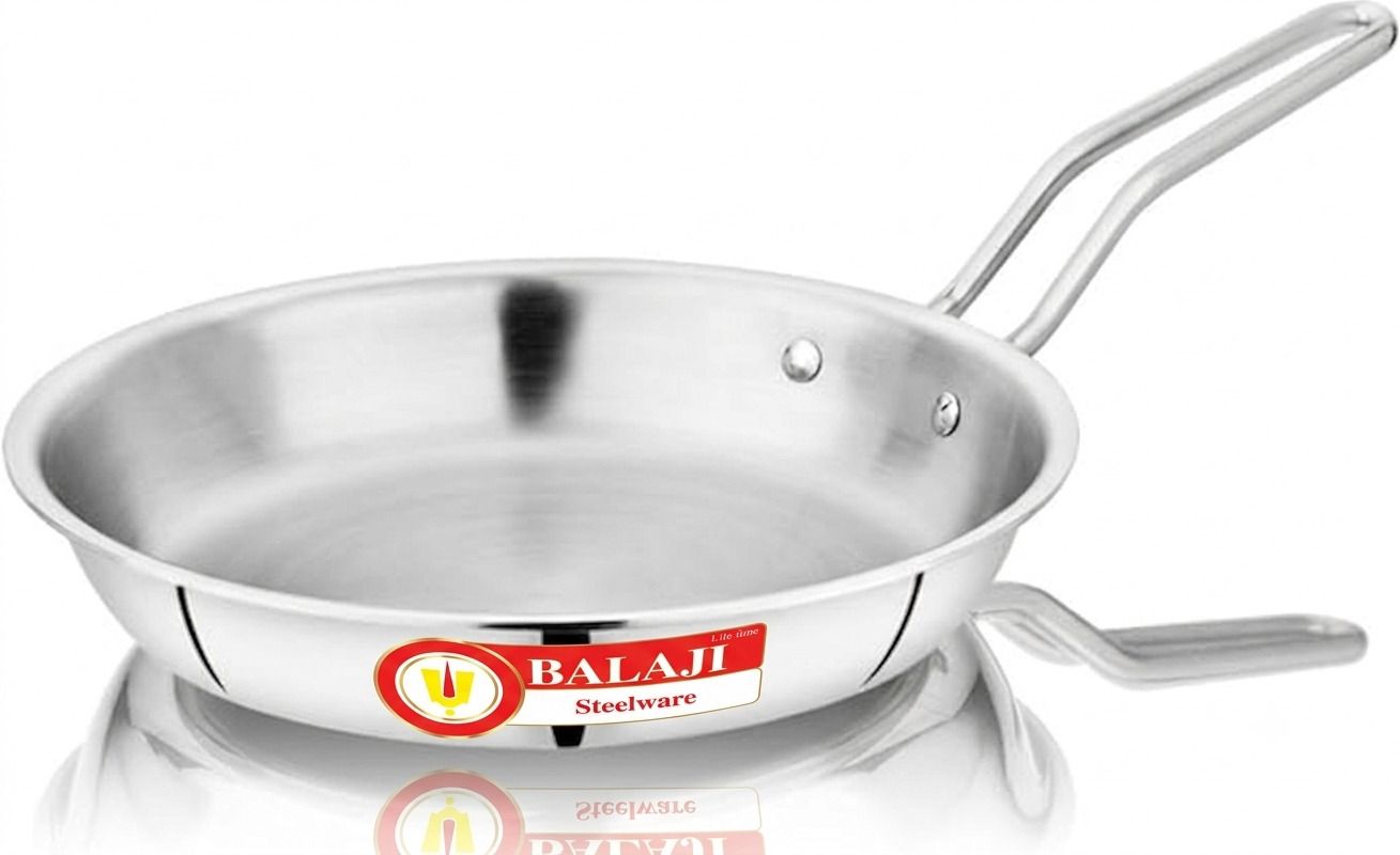 SS triply stainlessteel wire handle frypan Fry Pan 20 cm diameter 1.2 L capacity-image-1