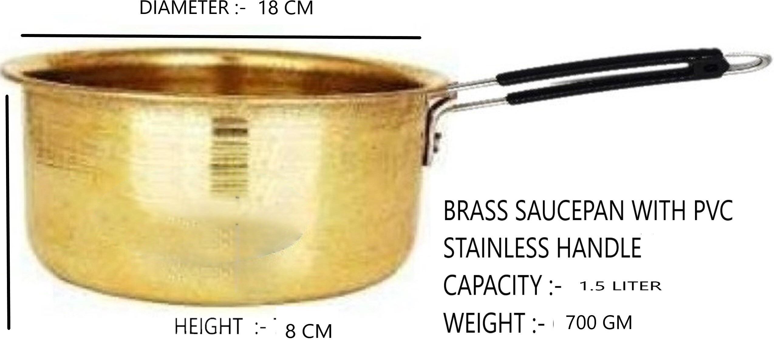 heavy pure brass saucepan/pot specially formaking tea /boiling water(dia :-18cm) Sauce Pan 18 cm diameter 1.5 L capacity-image-27