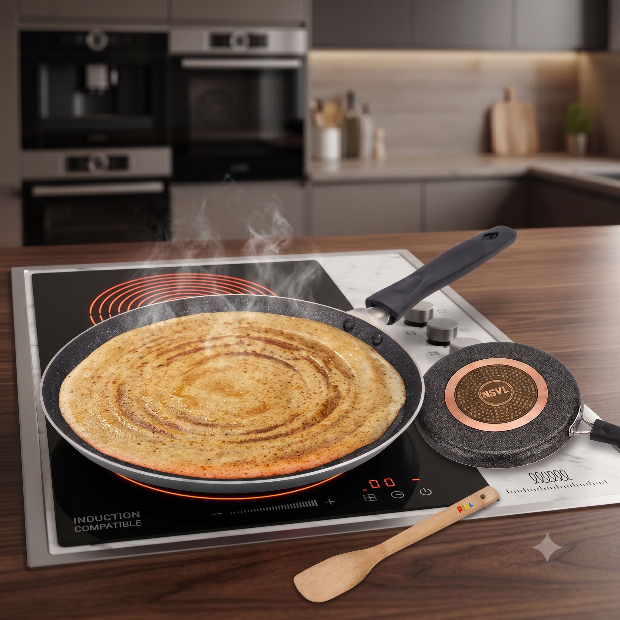 NSVL Aluminium 2.6 mm Non-Stick Dosa Tawa with Handle| Granite Finish Tawa 26 cm diameter-image-24