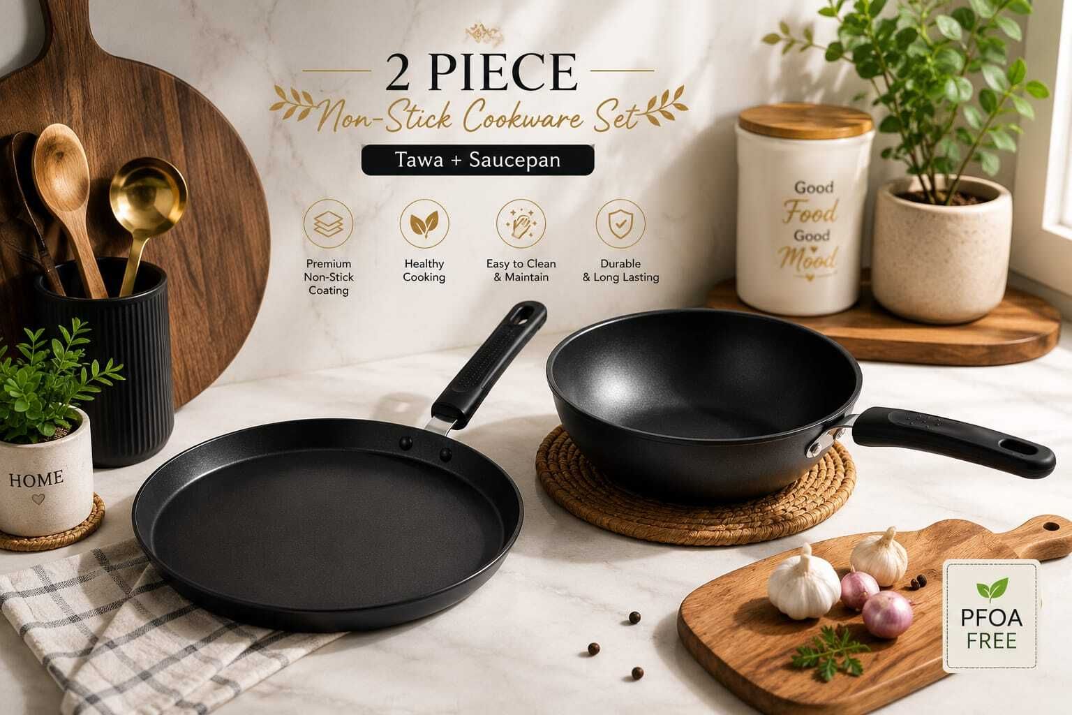 attrymonu Easy Cook Tawa Saucepan & Set and Daily Cook Pro Set Fry Pan 18 cm, 24 cm diameter 1 L capacity-picture-32