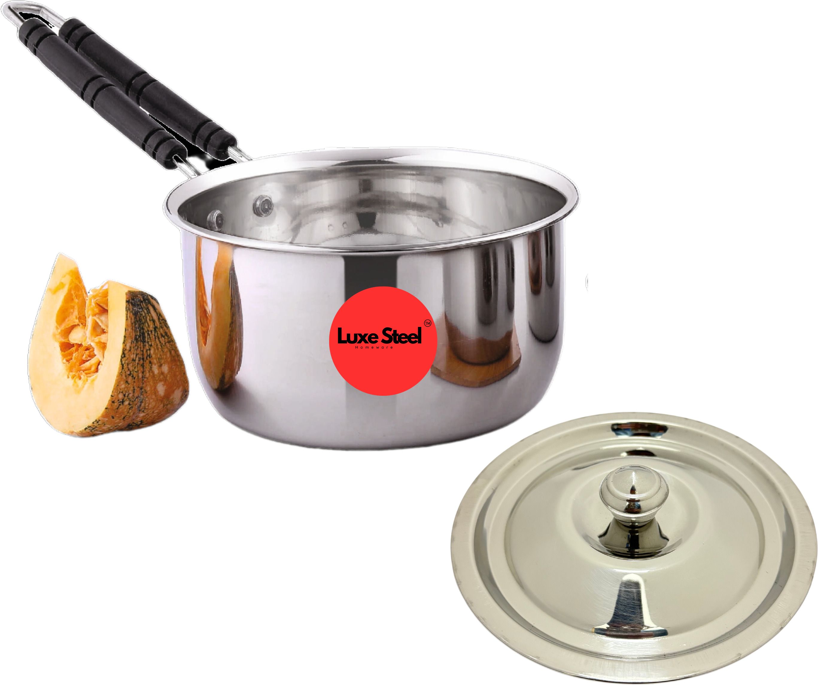 Stainless Steel Milk Pan/Saucepan/Tea Pan with Lid , Silver Sauce Pan 17 cm diameter with Lid 1.5 L capacity-image-43