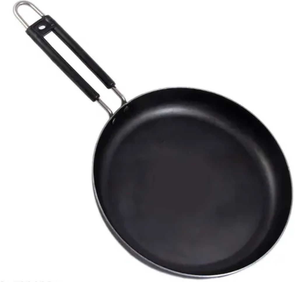 cookingcit Premium iron fry pan multipurpose use pan tawa ( BLACK) Fry Pan 15 cm diameter with Lid 2 L capacity-picture-11