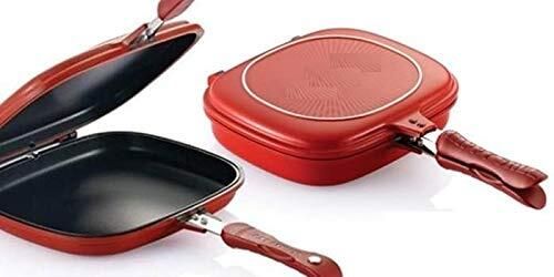Nonstick Double Sided Multi Purpose Nonstick Pan, Omelette Pan.17 Fry Pan 43 cm diameter with Lid 1 L capacity-image-37