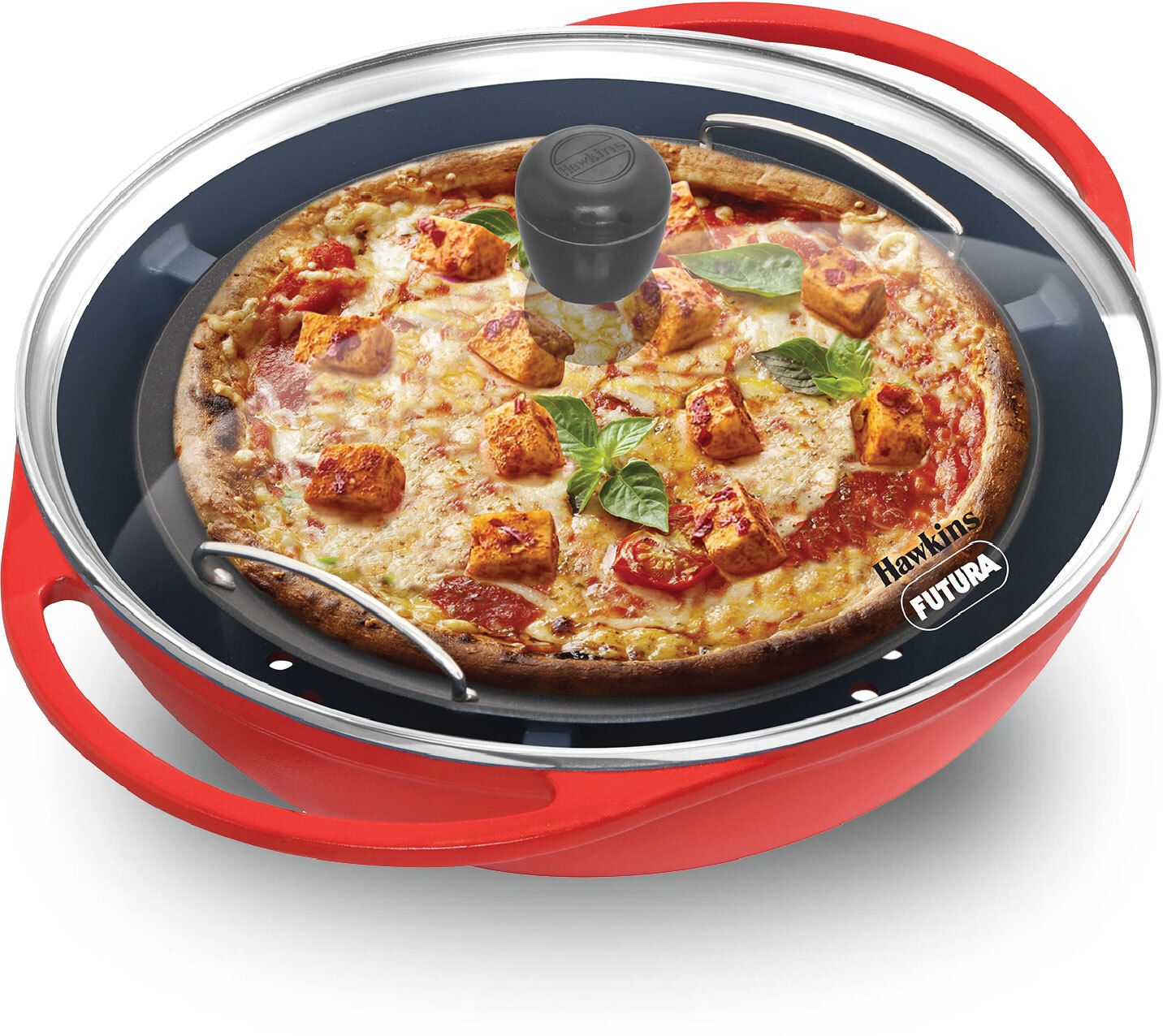 Diecast Pizza Maker and Cake Baker, Gas Oven, Baking,Red Grill Pan 30 cm diameter with Lid 5 L capacity-image-16