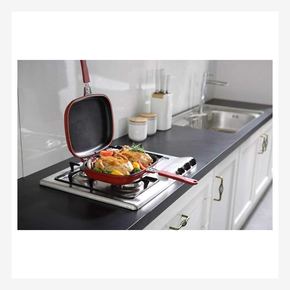 Nonstick Double Sided Multi Purpose Nonstick Pan, Omelette Pan.17 Fry Pan 43 cm diameter with Lid 1 L capacity-image-30