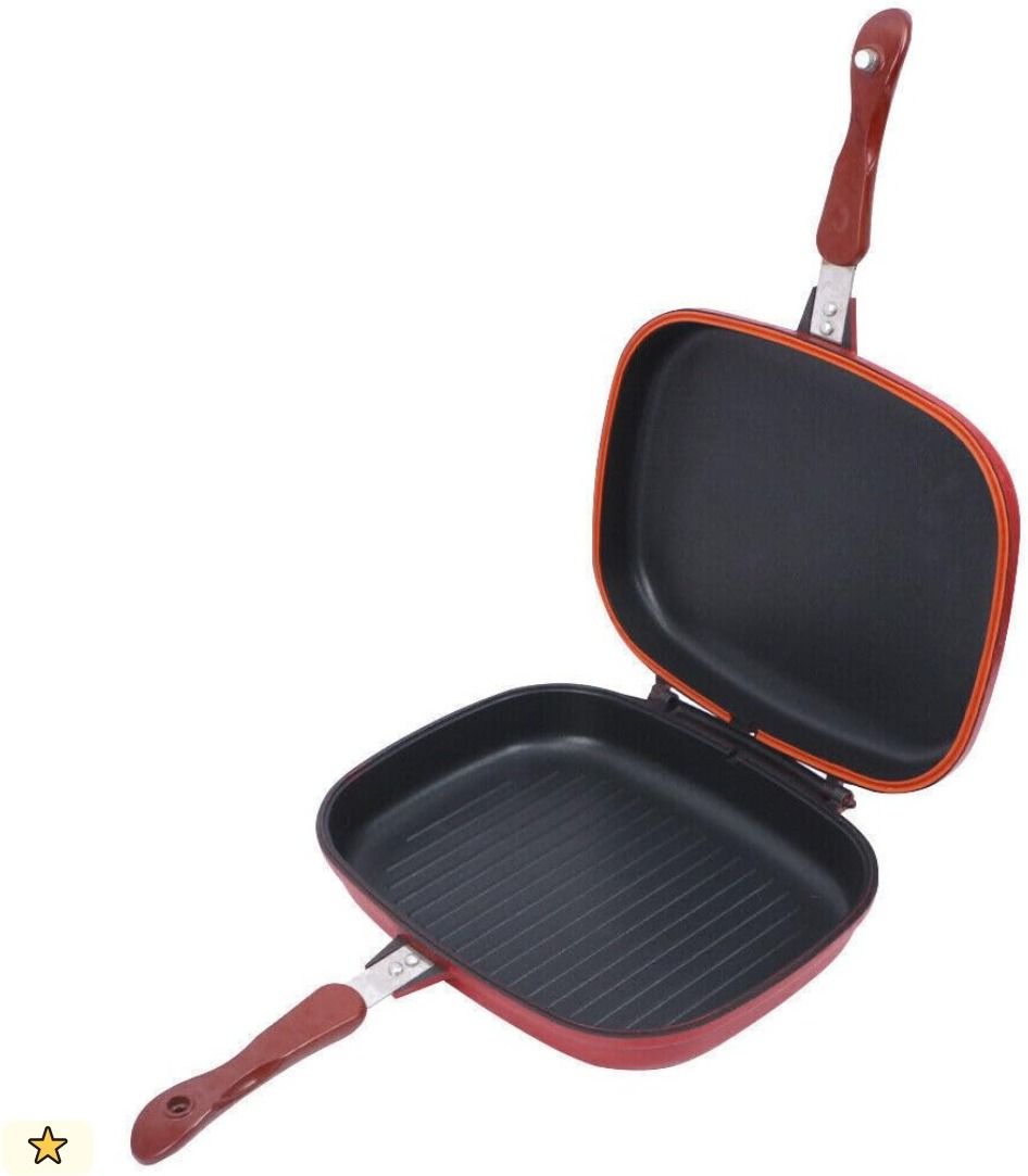 Happycall Double Sided Ceramic Titanium Multi Purpose Nonstick Pan - Square.5 Fry Pan 43 cm diameter with Lid 1 L capacity-image-42