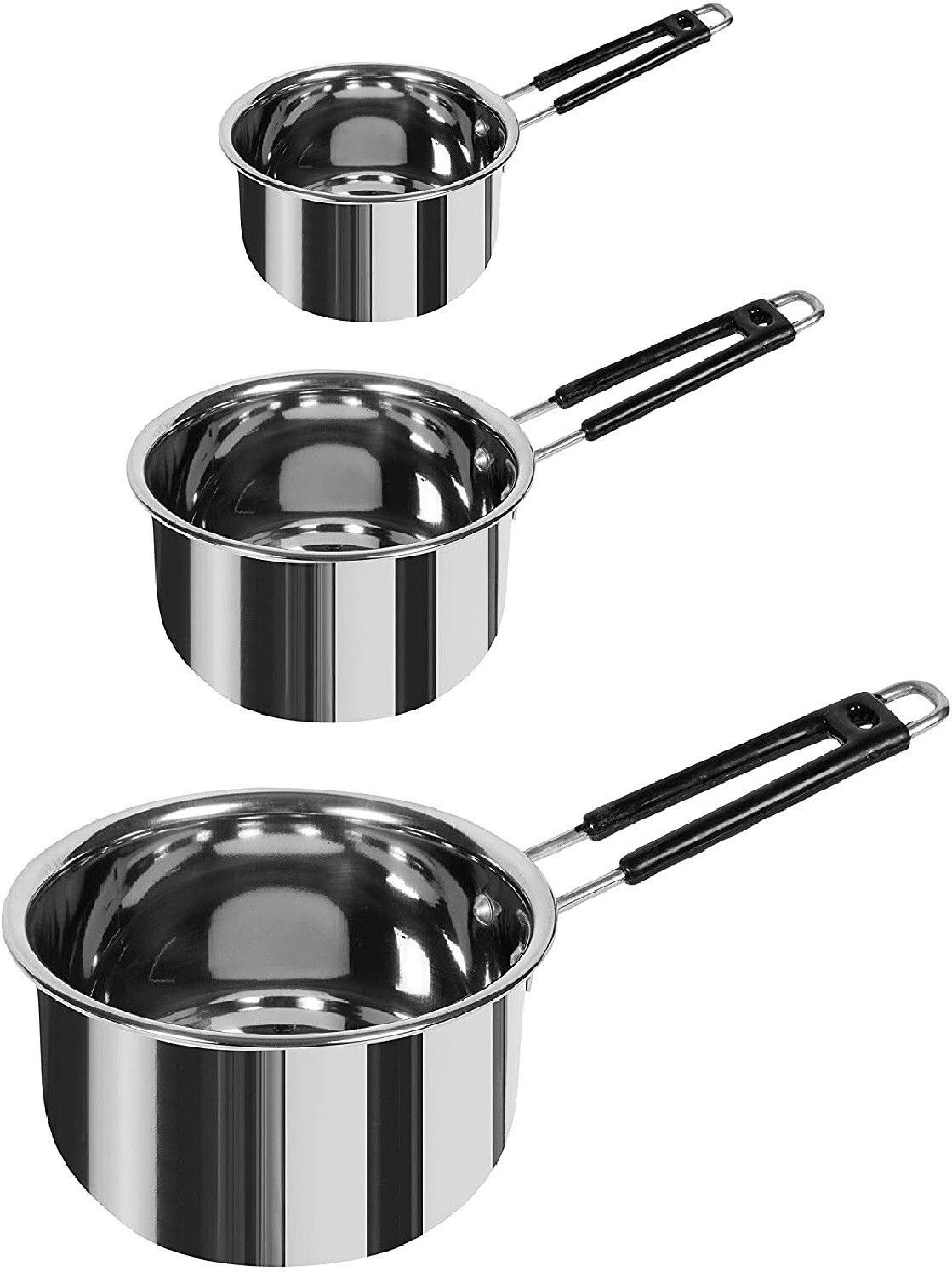 Stainless Steel Induction And gas Stove Suitable Bottom Milk Pot and Saucepan Set of 3 Piece(1Ltr,1.5Ltr,2Ltr)/Milk Pot with /Saucepan with /Steel Milk Pan with /Copper Induction And gas Stove Suitable Bottom Saucepan with /Tapeli Set Sauce Pan 32 cm, 34 cm, 36 cm diameter 1 L, 1.5 L, 2 L capacity-image-7