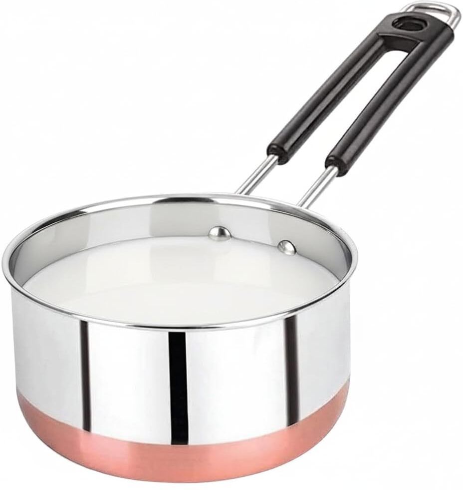 Copper Bottom Sauce Pot Pan with Handle Tea Pan/Milk Pan/Tapeli/Patila Sauce Pan 18 cm diameter 1 L capacity-image-43