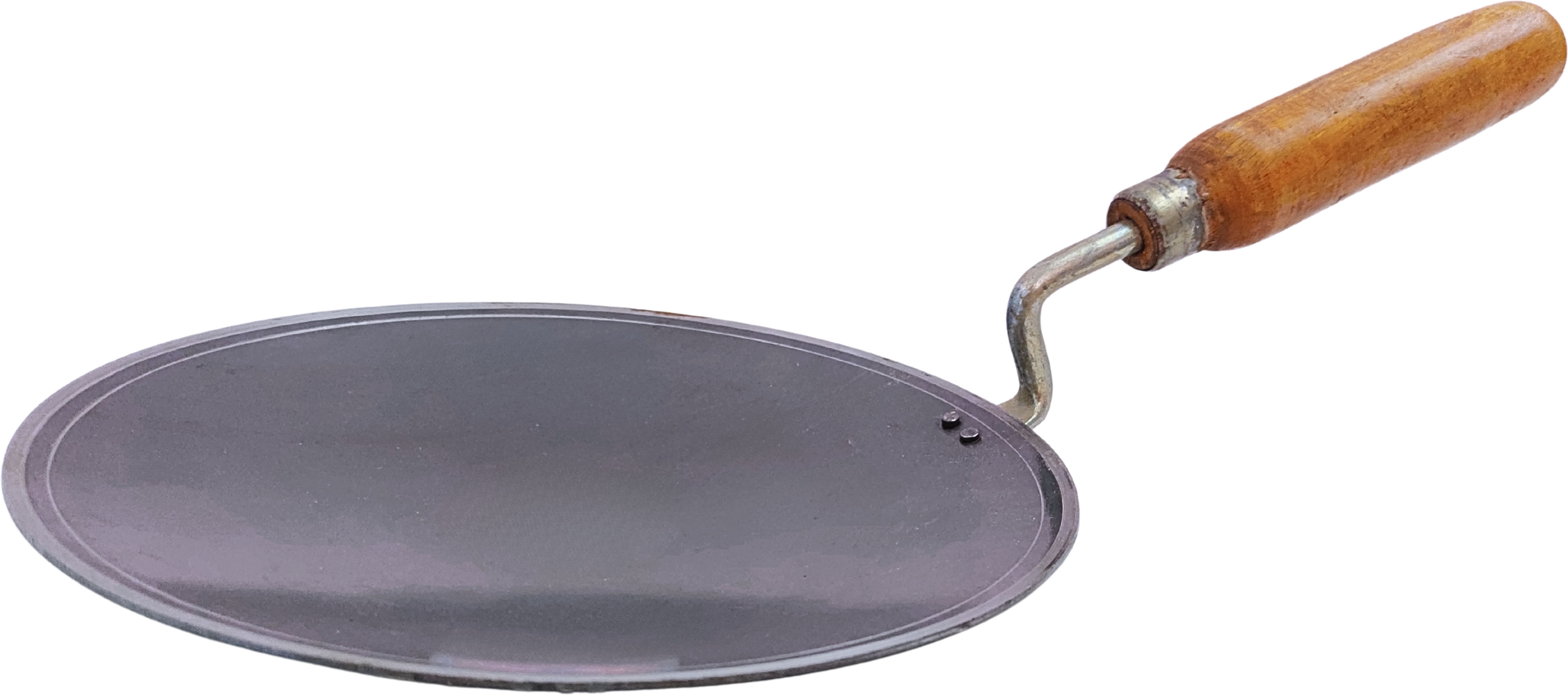 Pure Iron Tawa with Wooden Handle | Non-Toxic, No Chemical Layers| Heavy, 1.5 KG Tawa 25 cm diameter