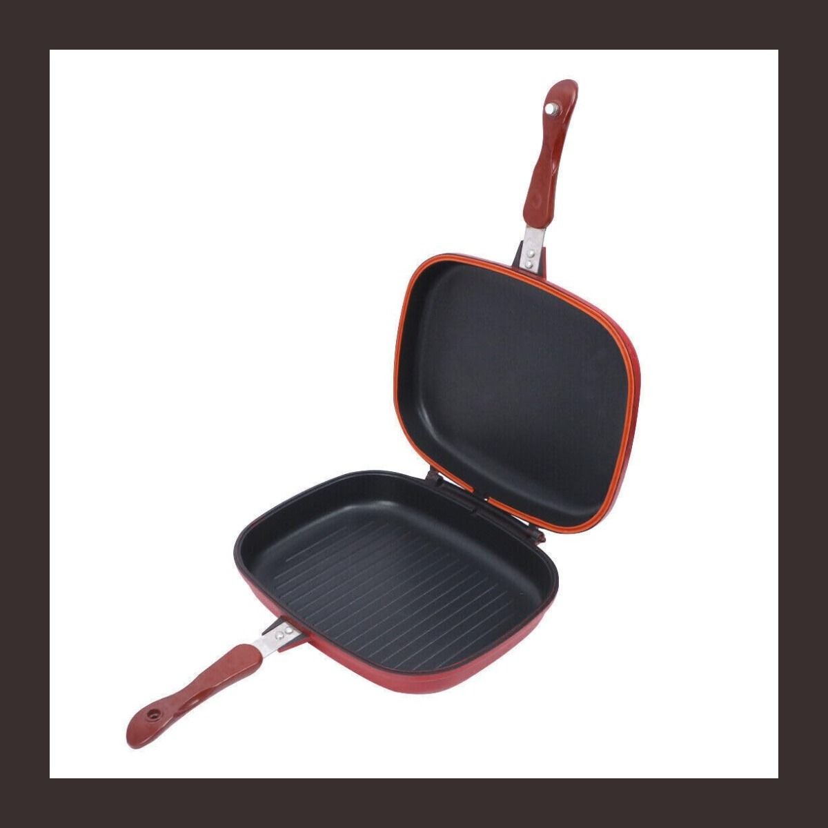 Nonstick Double Sided Multi Purpose Nonstick Pan, Omelette Pan.17 Fry Pan 43 cm diameter with Lid 1 L capacity-image-28