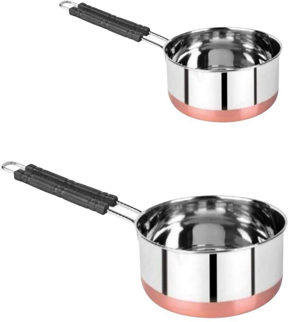 masox store Steel Copper Bottom Saucepan Tea Coffee Pan with Heat Proof Handle Combo Set K6 4.3 inch, 5.9 inch Lid Set, Pack of 2-picture-33