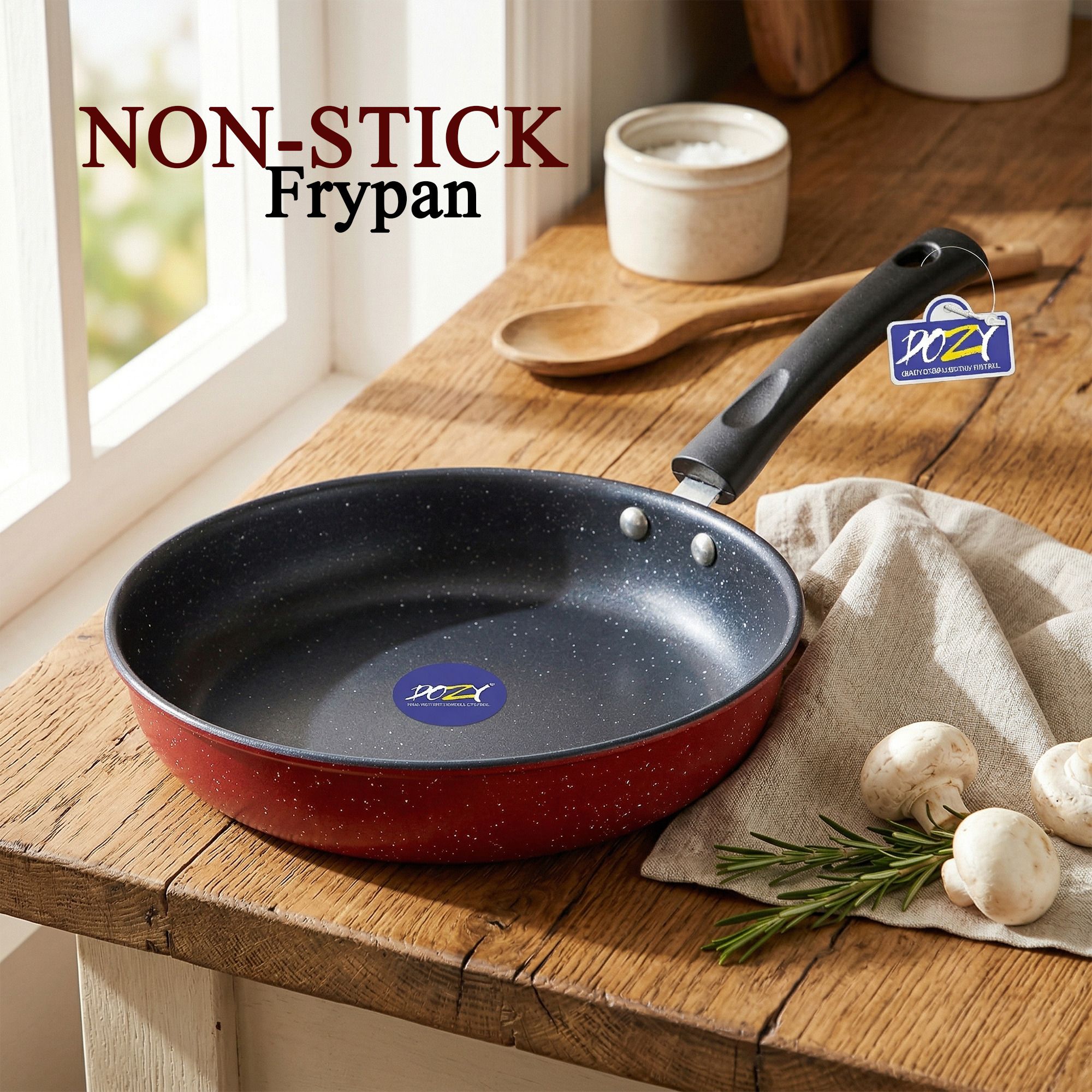 dozy Red Non-Stick Induction Frypan with Bakelite Handle (500g) Fry Pan 22 cm diameter 1 L capacity-picture-11