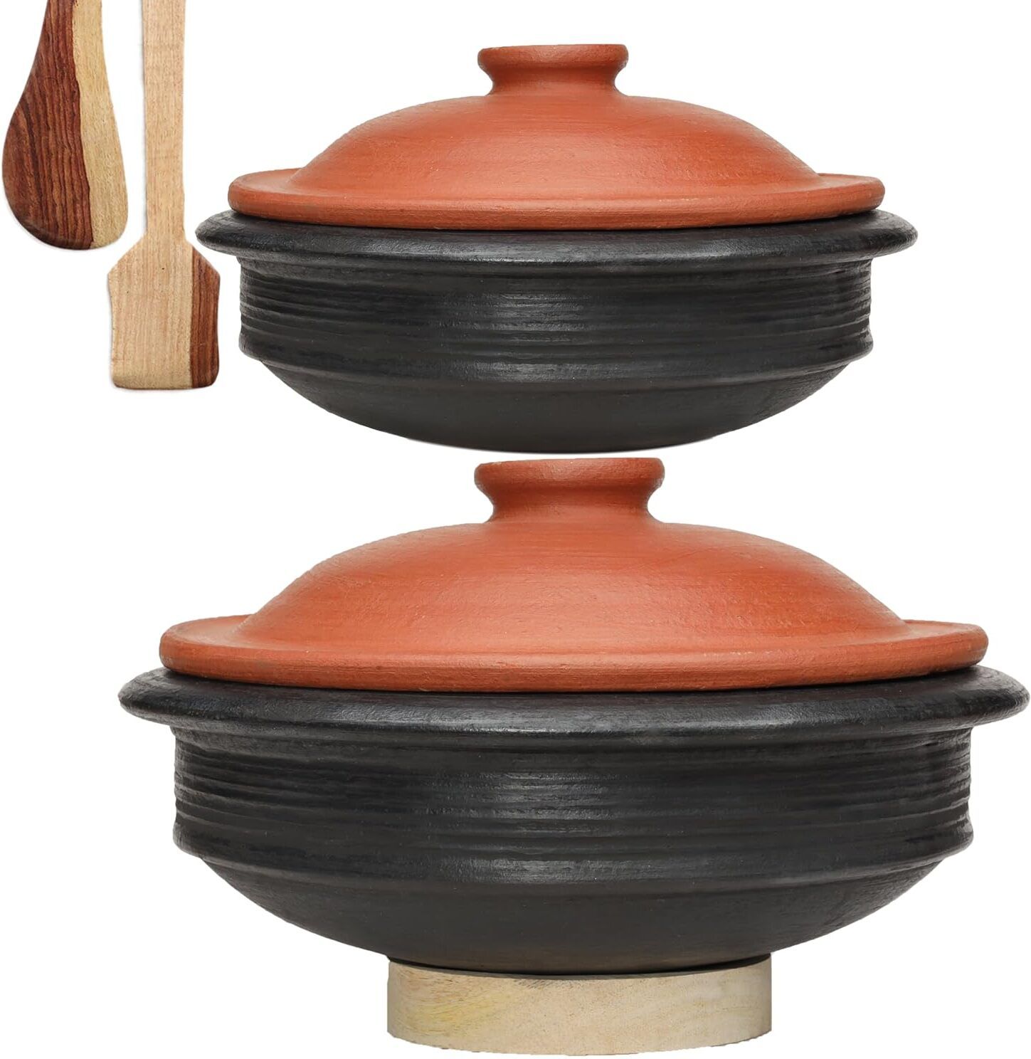 craftsman Clay Handi/Pot for Cooking and serving Combo With Lid 1, 2 & 3 Liter Handi 6 L with Lid-picture-27