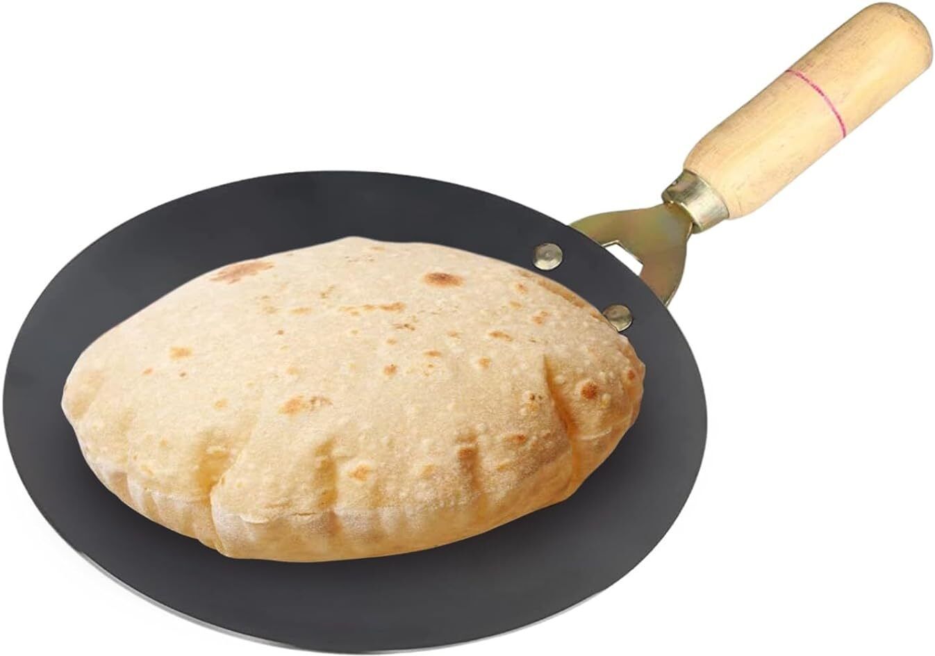 Iron Tawa for Dosa/Chapathi with Wooden Handle, Lohakhand/Loha/Tava/Thawa Tawa 23 cm diameter-image-18