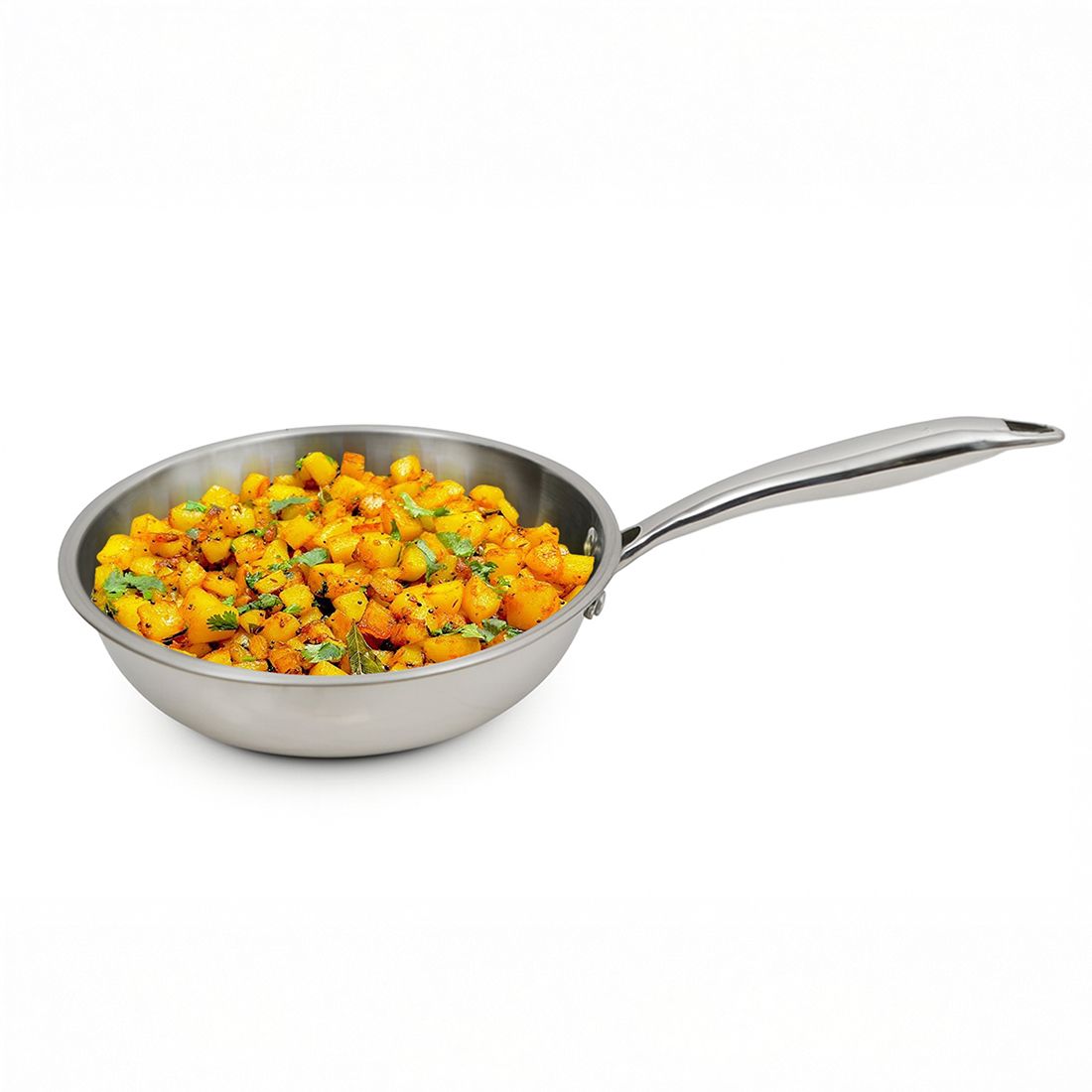Sterra Triply Bottom Stainless Steel Frying Pan, Non Toxic Cookware, Fry Pan 22 cm diameter 1.7 L capacity